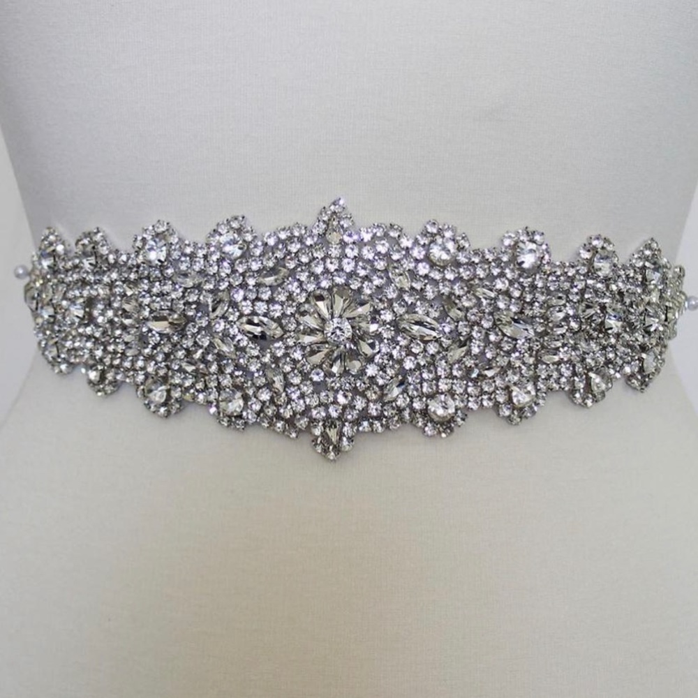 Crystal belt on a ivory ribbon